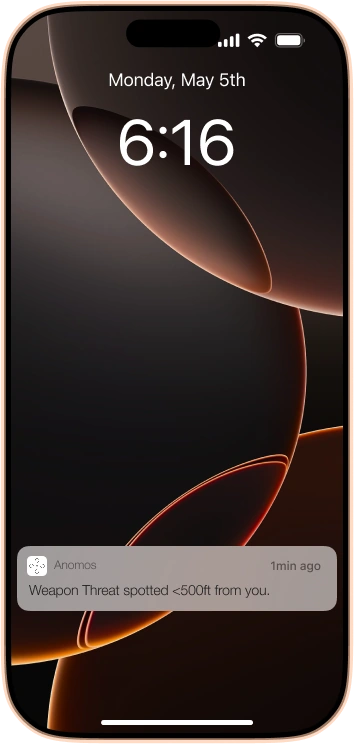 iPhone showing Anomos notification